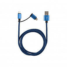 Кабель д/моб устр-в Energy ET-06 2в1 USB/MicroUSB+Lightning синий