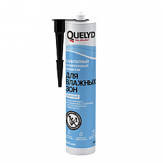 QUELYD герметик санитарный силиконовый для Влажных зон прозрачный, 300 мл (24шт/уп)